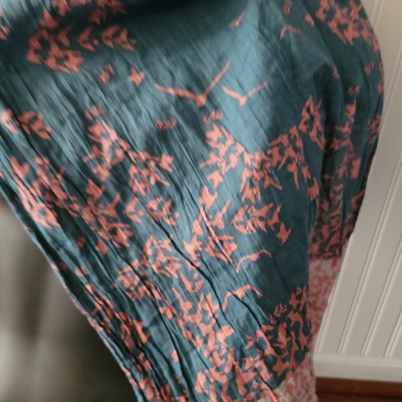 EDC by ESPRIT Scarf Wrap with Birds blue and Pink Super Long - Picture 7 of 11